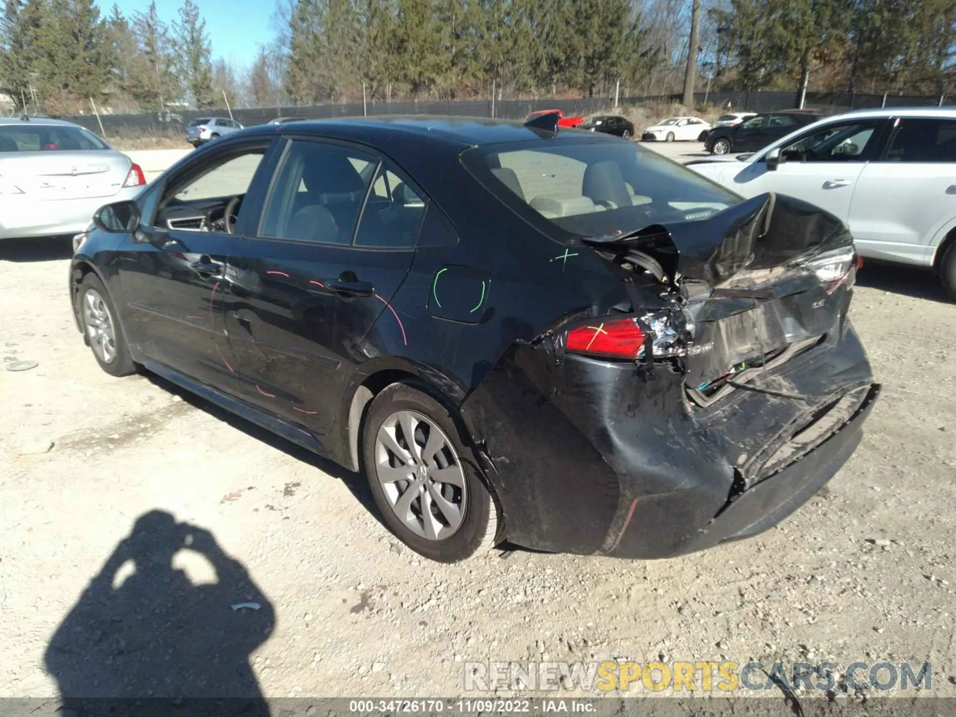 3 fotografías del automóvil dañado JTDEPRAE1LJ109985 TOYOTA COROLLA 2020