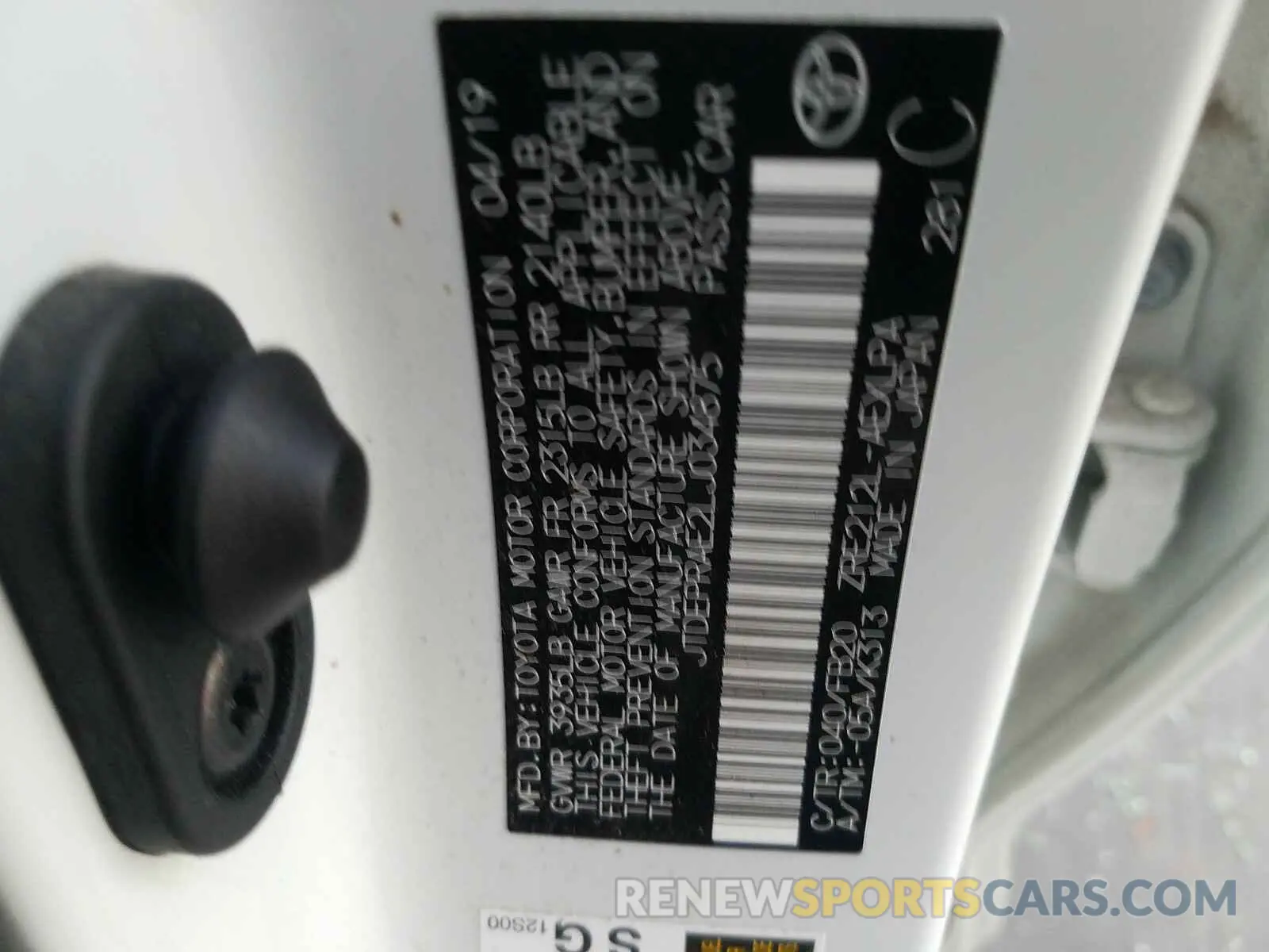 10 fotografías del automóvil dañado JTDEPRAE2LJ034875 TOYOTA COROLLA 2020