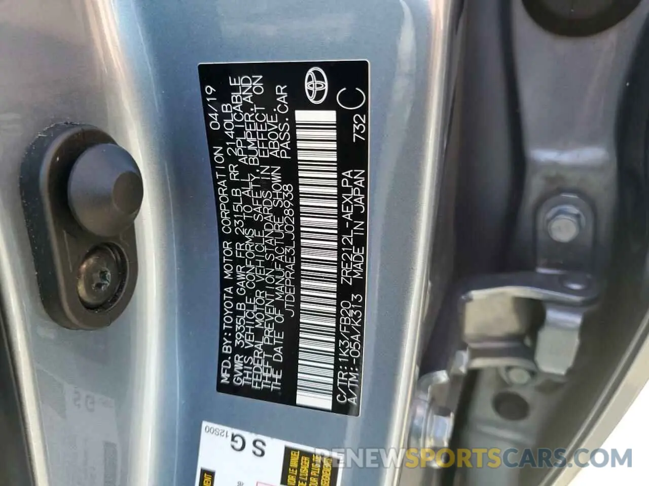 12 fotografías del automóvil dañado JTDEPRAE3LJ028938 TOYOTA COROLLA 2020