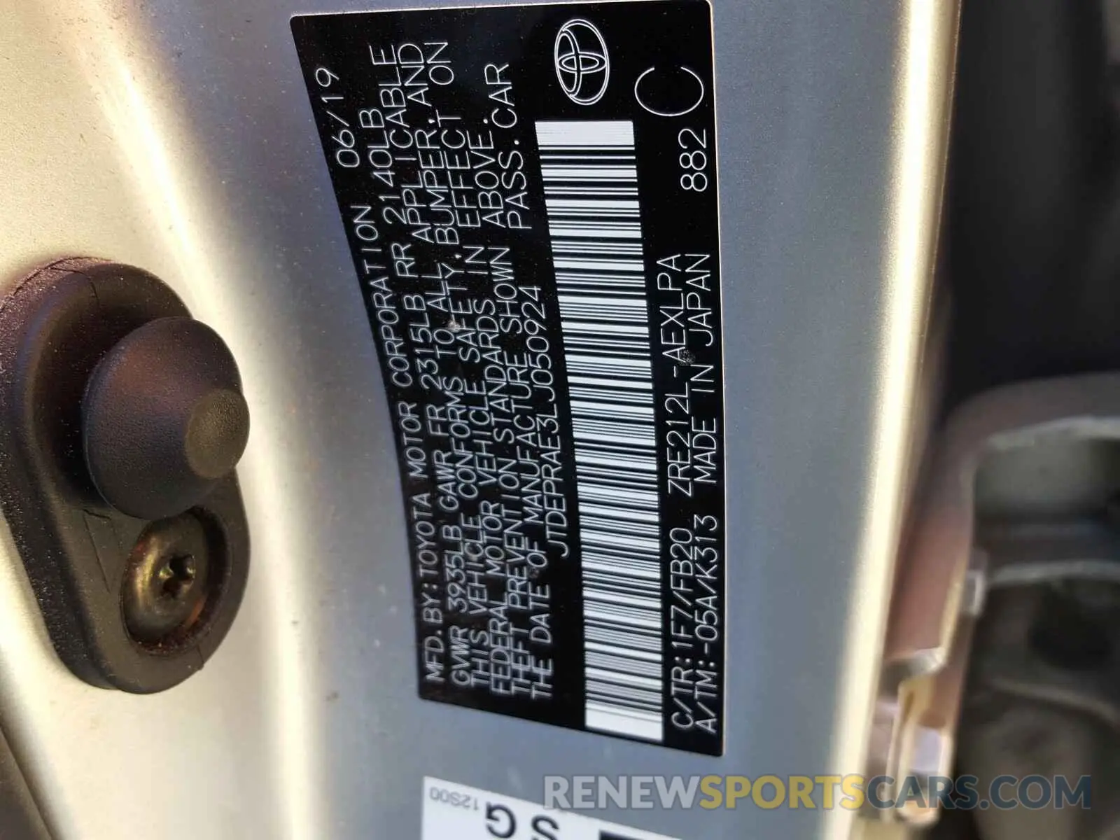 10 fotografías del automóvil dañado JTDEPRAE3LJ050924 TOYOTA COROLLA 2020