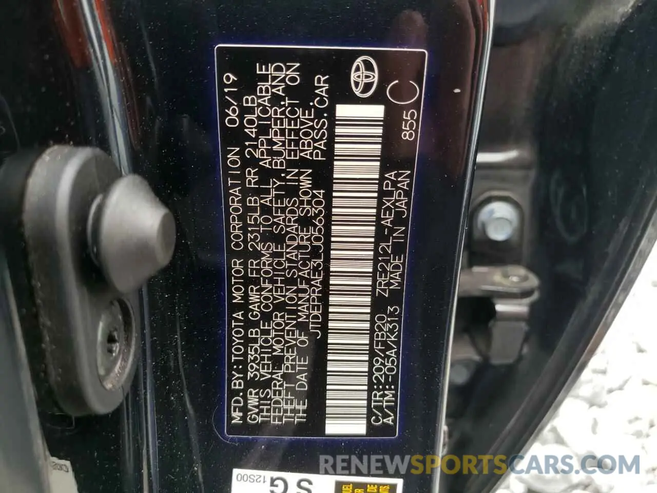 10 fotografías del automóvil dañado JTDEPRAE3LJ056304 TOYOTA COROLLA 2020