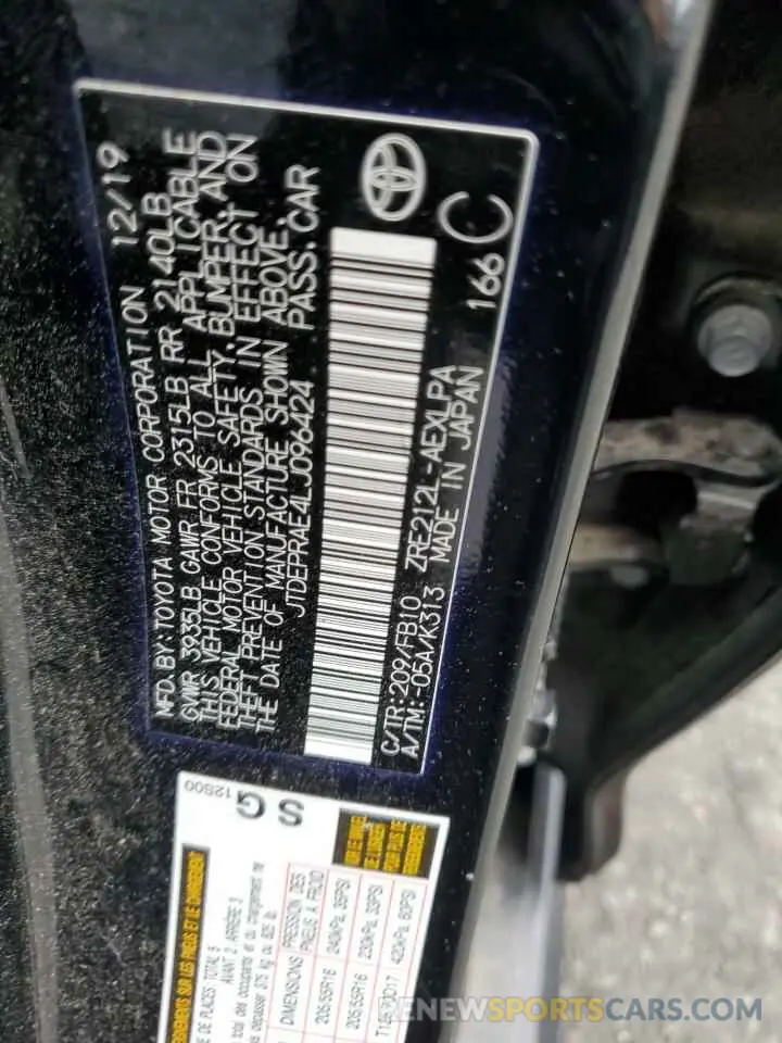12 fotografías del automóvil dañado JTDEPRAE4LJ096424 TOYOTA COROLLA 2020