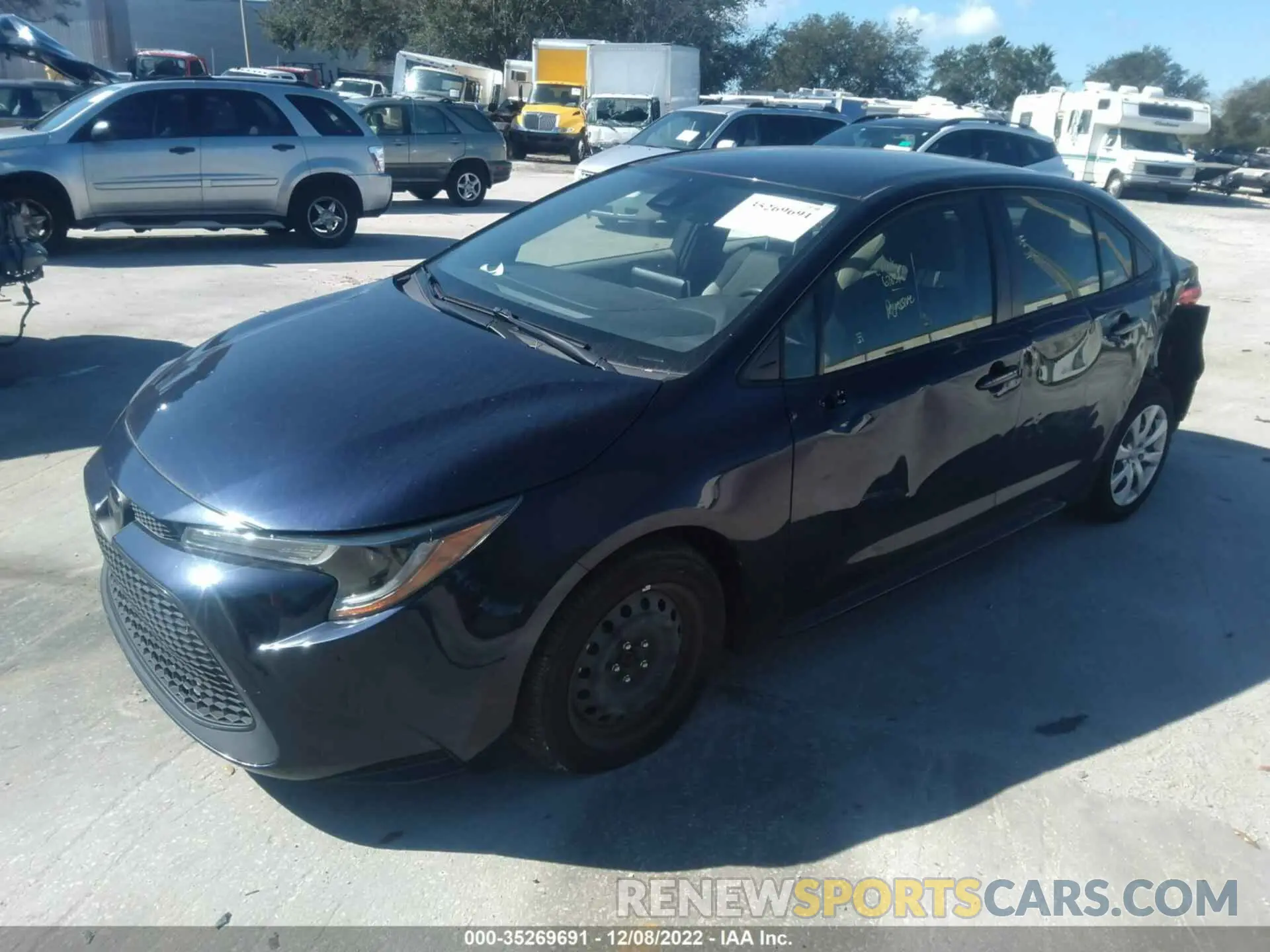 2 fotografías del automóvil dañado JTDEPRAE5LJ057101 TOYOTA COROLLA 2020