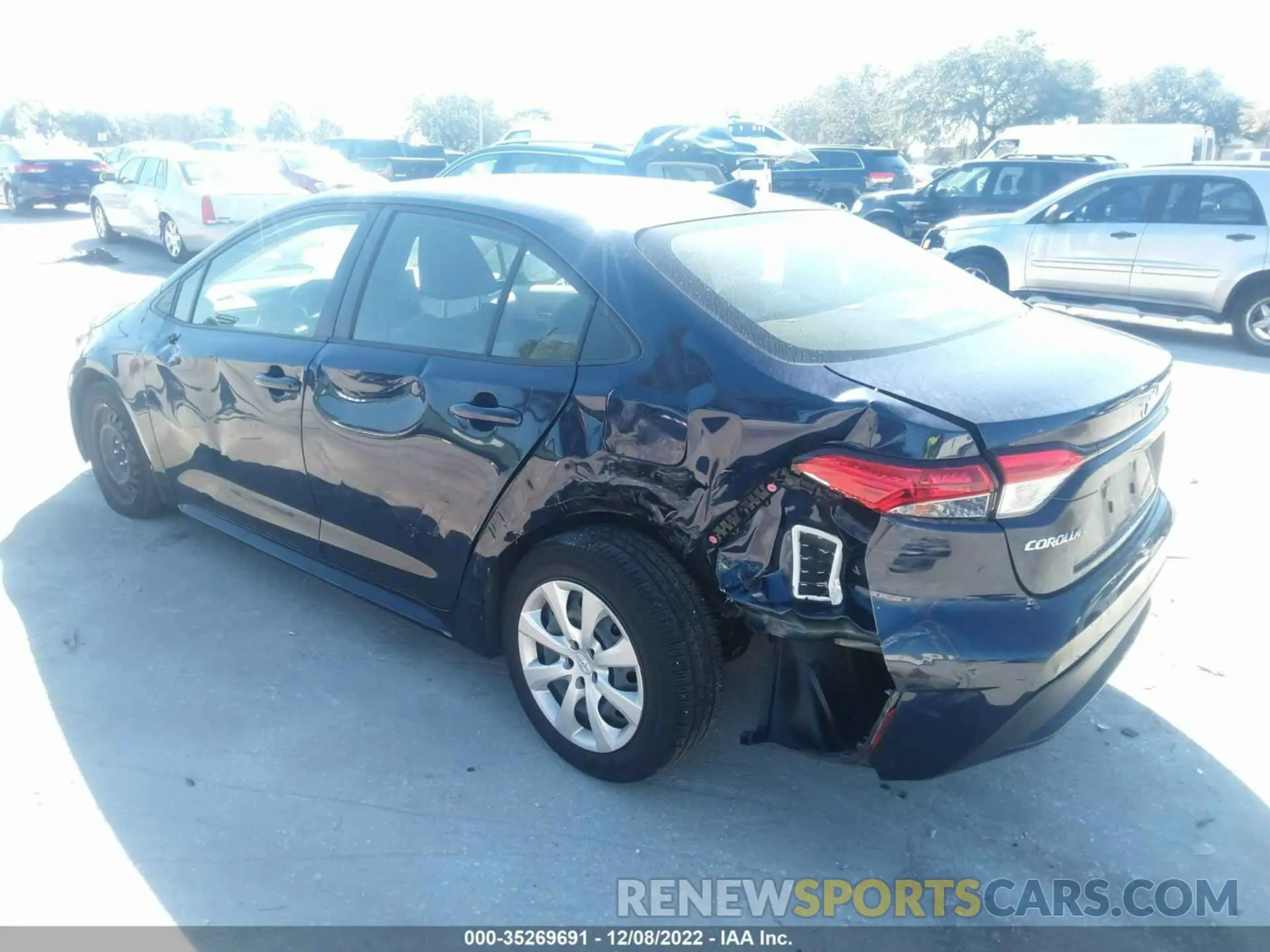 3 fotografías del automóvil dañado JTDEPRAE5LJ057101 TOYOTA COROLLA 2020