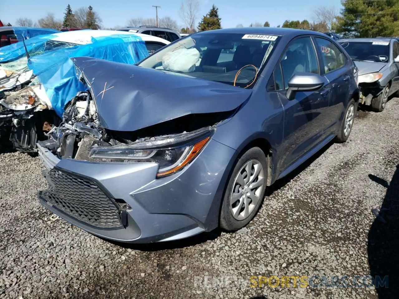 2 fotografías del automóvil dañado JTDEPRAE5LJ059110 TOYOTA COROLLA 2020