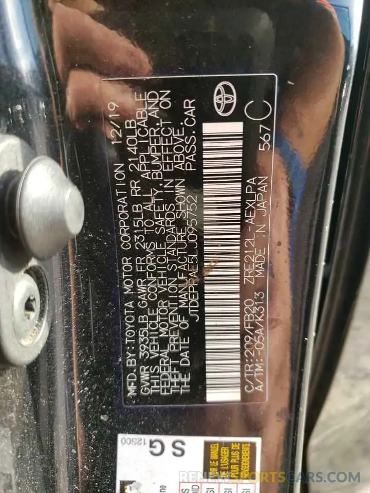 13 fotografías del automóvil dañado JTDEPRAE5LJ095752 TOYOTA COROLLA 2020