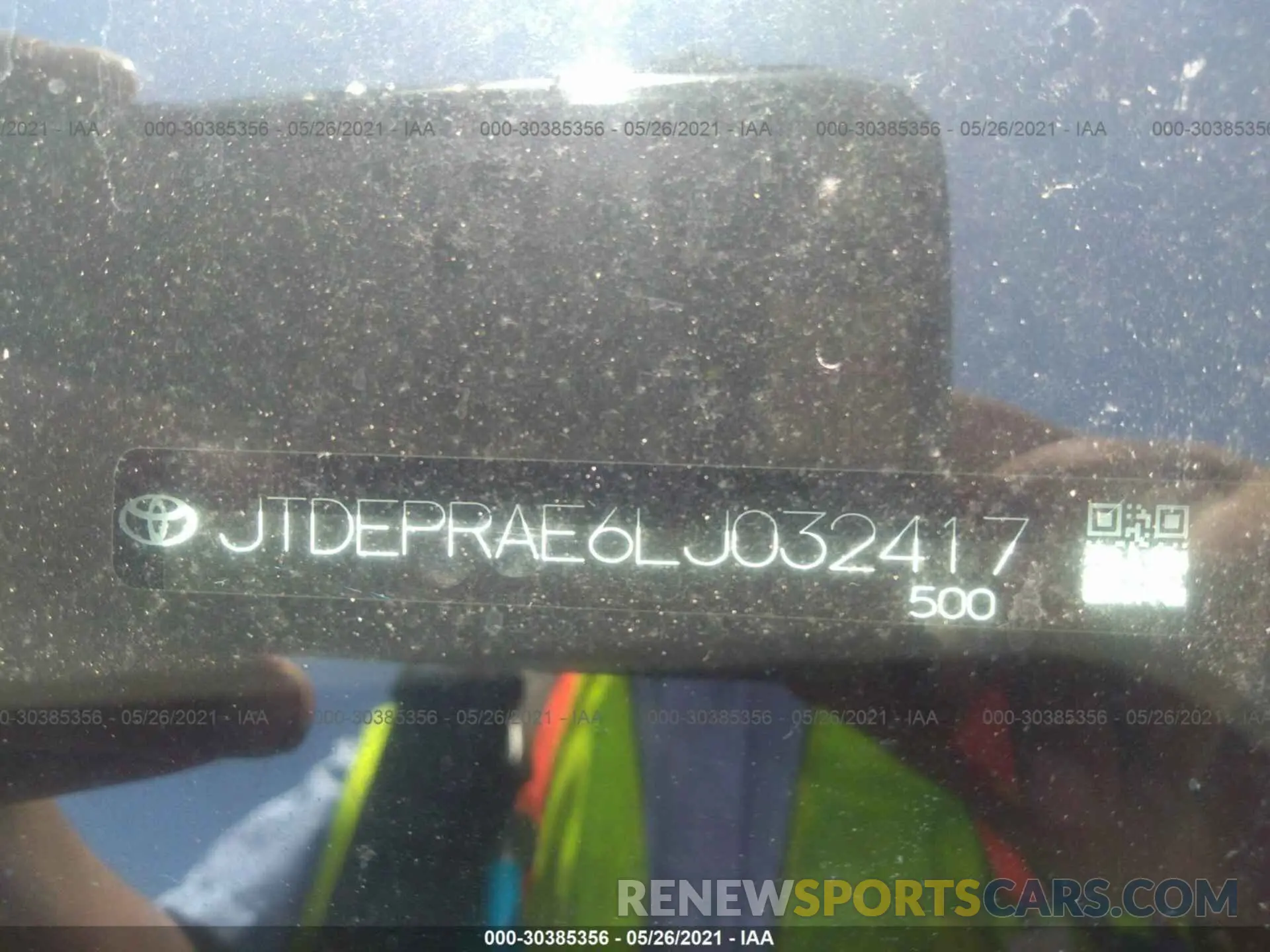 9 fotografías del automóvil dañado JTDEPRAE6LJ032417 TOYOTA COROLLA 2020