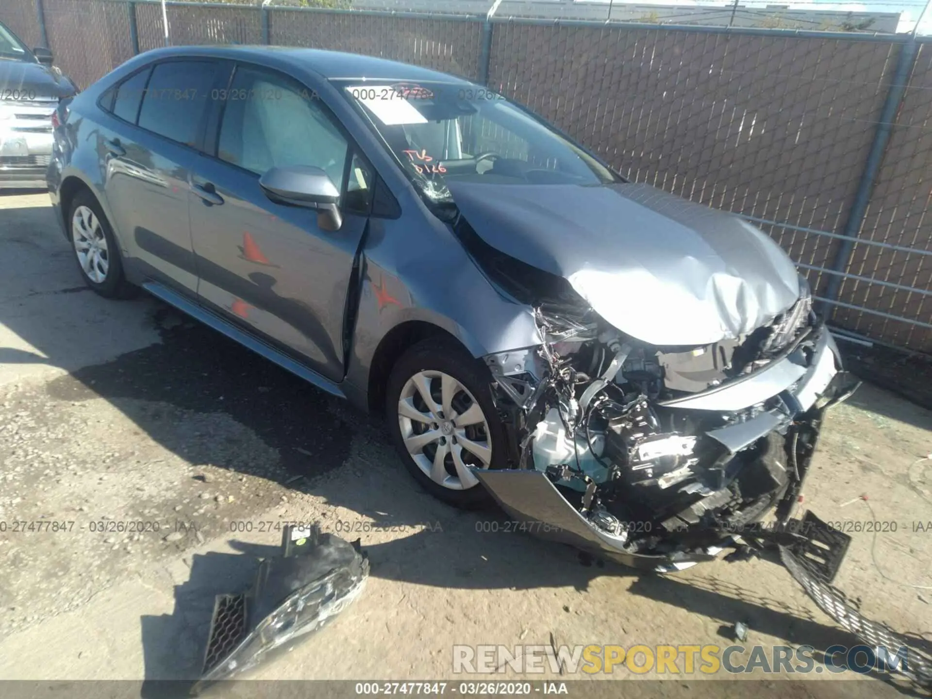 1 fotografías del automóvil dañado JTDEPRAE6LJ095548 TOYOTA COROLLA 2020