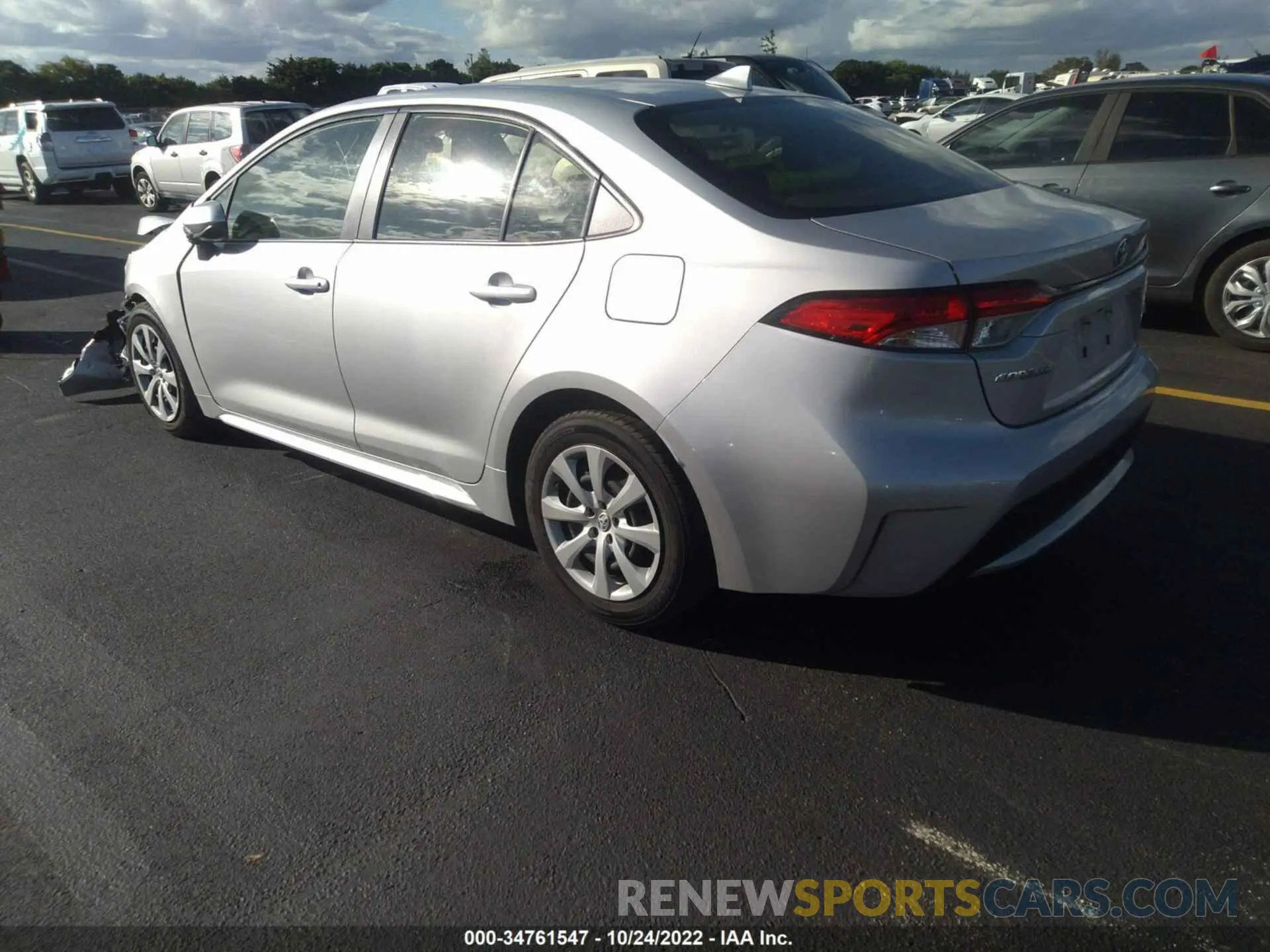 3 fotografías del automóvil dañado JTDEPRAE6LJ099342 TOYOTA COROLLA 2020