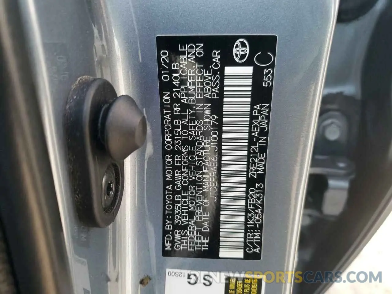 13 fotografías del automóvil dañado JTDEPRAE6LJ100179 TOYOTA COROLLA 2020