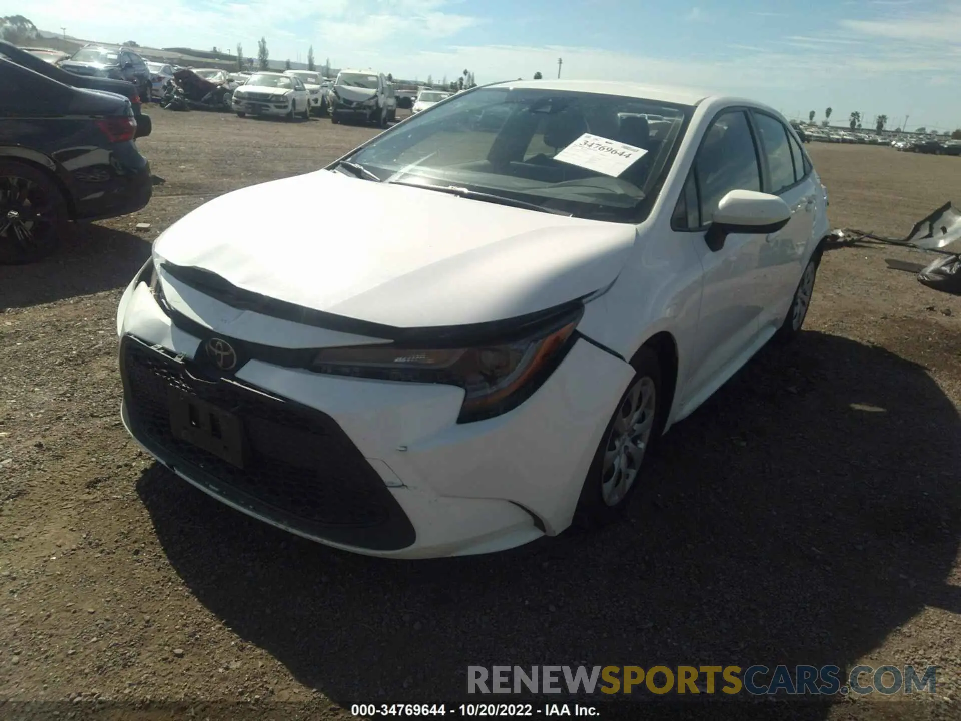 2 fotografías del automóvil dañado JTDEPRAE7LJ069752 TOYOTA COROLLA 2020