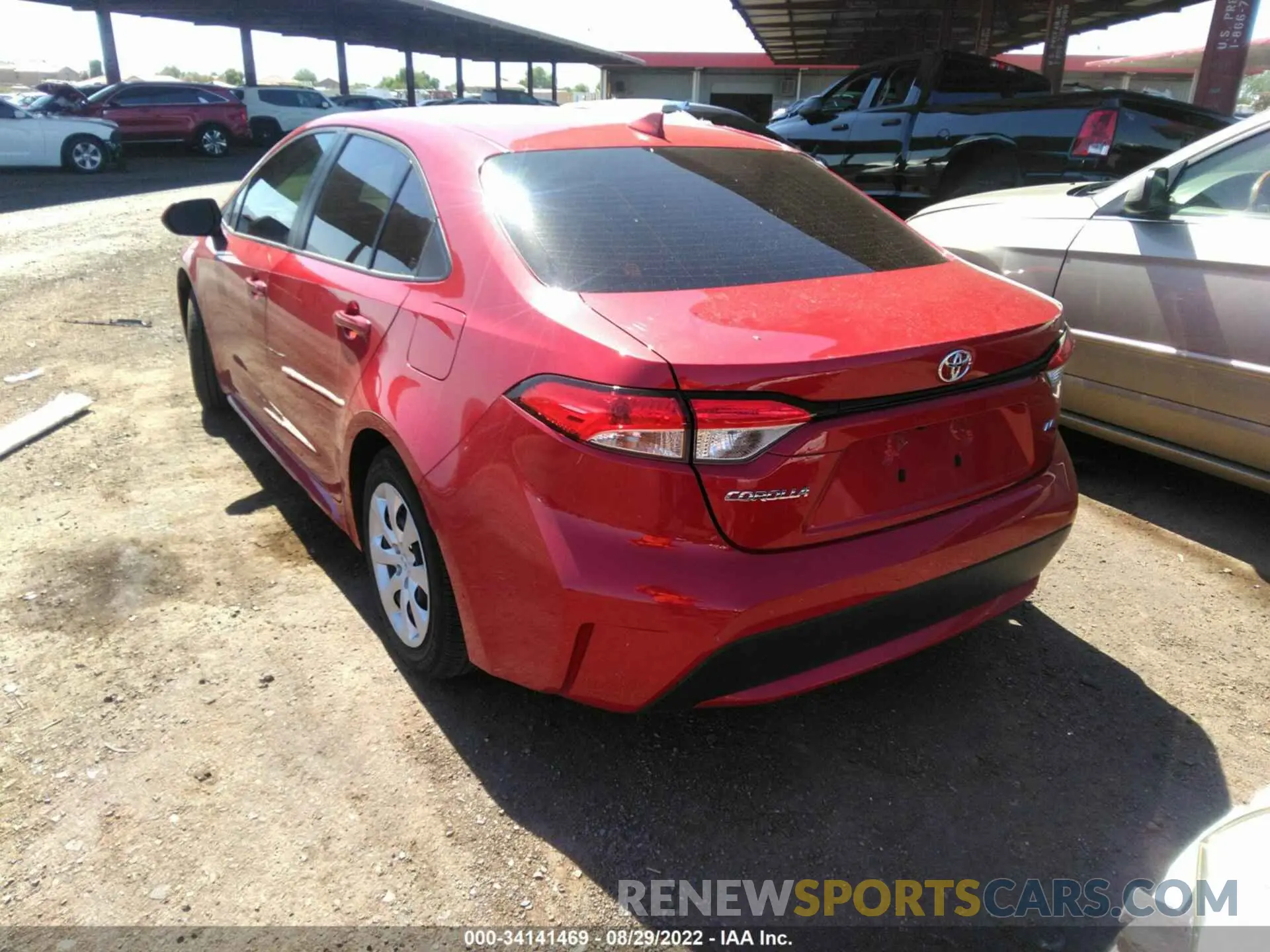 3 fotografías del automóvil dañado JTDEPRAE8LJ111314 TOYOTA COROLLA 2020
