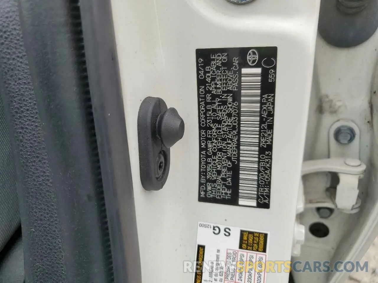 13 fotografías del automóvil dañado JTDEPRAE9LJ037076 TOYOTA COROLLA 2020