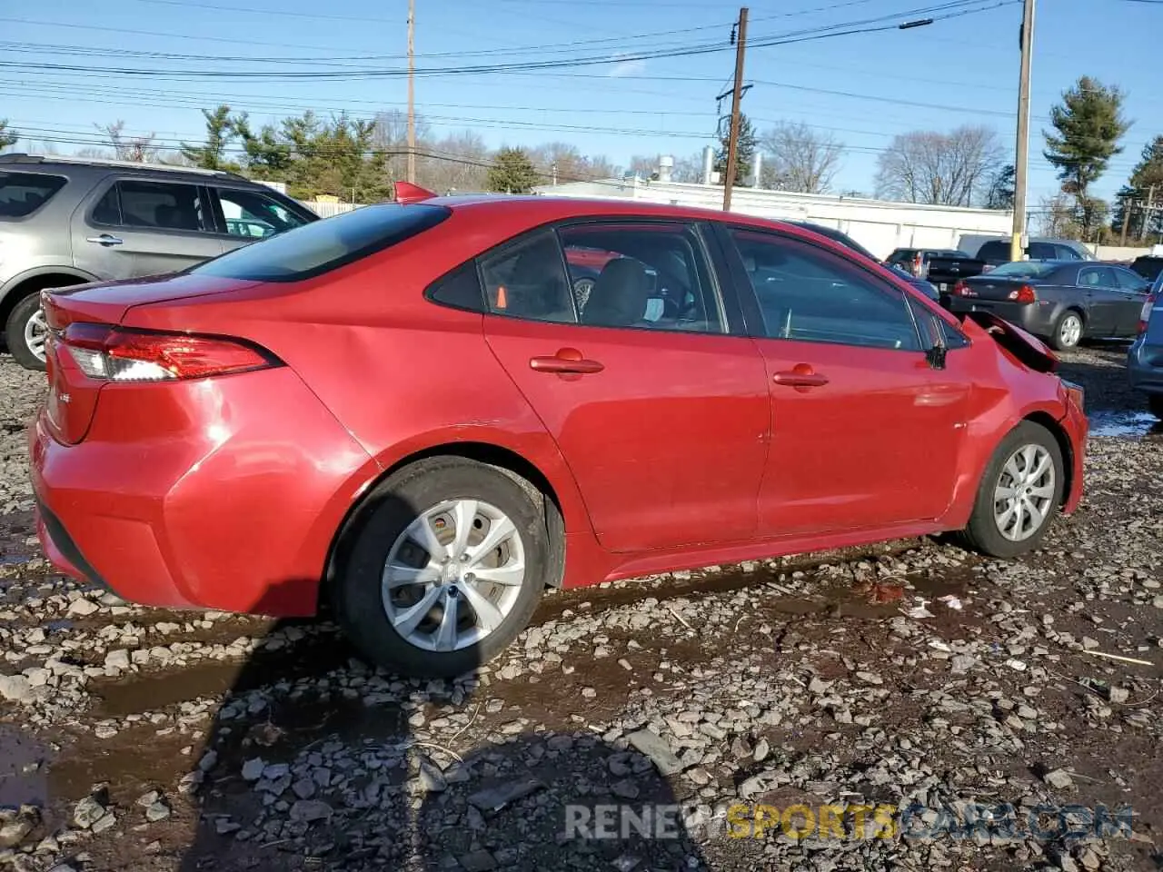 3 fotografías del automóvil dañado JTDEPRAE9LJ043959 TOYOTA COROLLA 2020