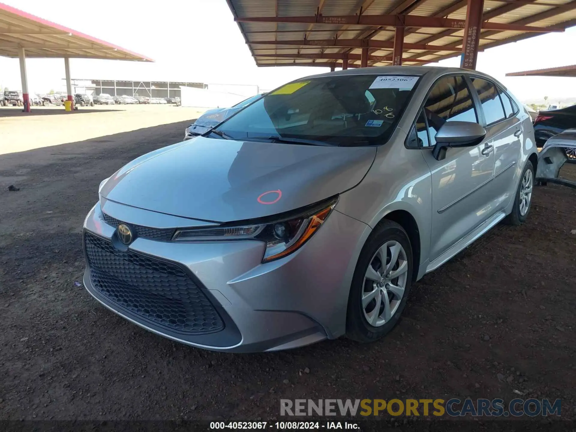 2 fotografías del automóvil dañado JTDEPRAE9LJ060292 TOYOTA COROLLA 2020