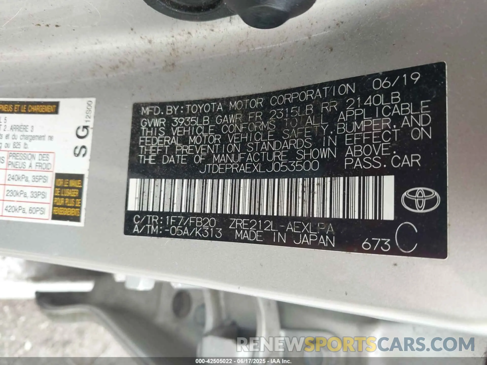 9 fotografías del automóvil dañado JTDEPRAEXLJ053500 TOYOTA COROLLA 2020