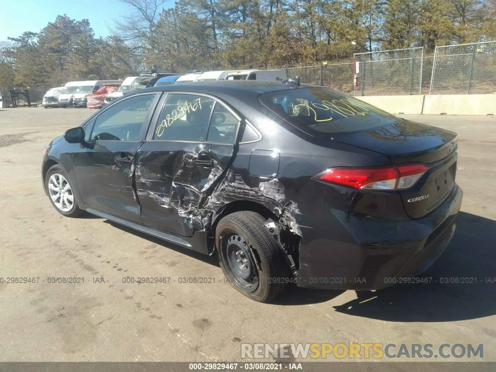 3 fotografías del automóvil dañado JTDEPRAEXLJ087100 TOYOTA COROLLA 2020