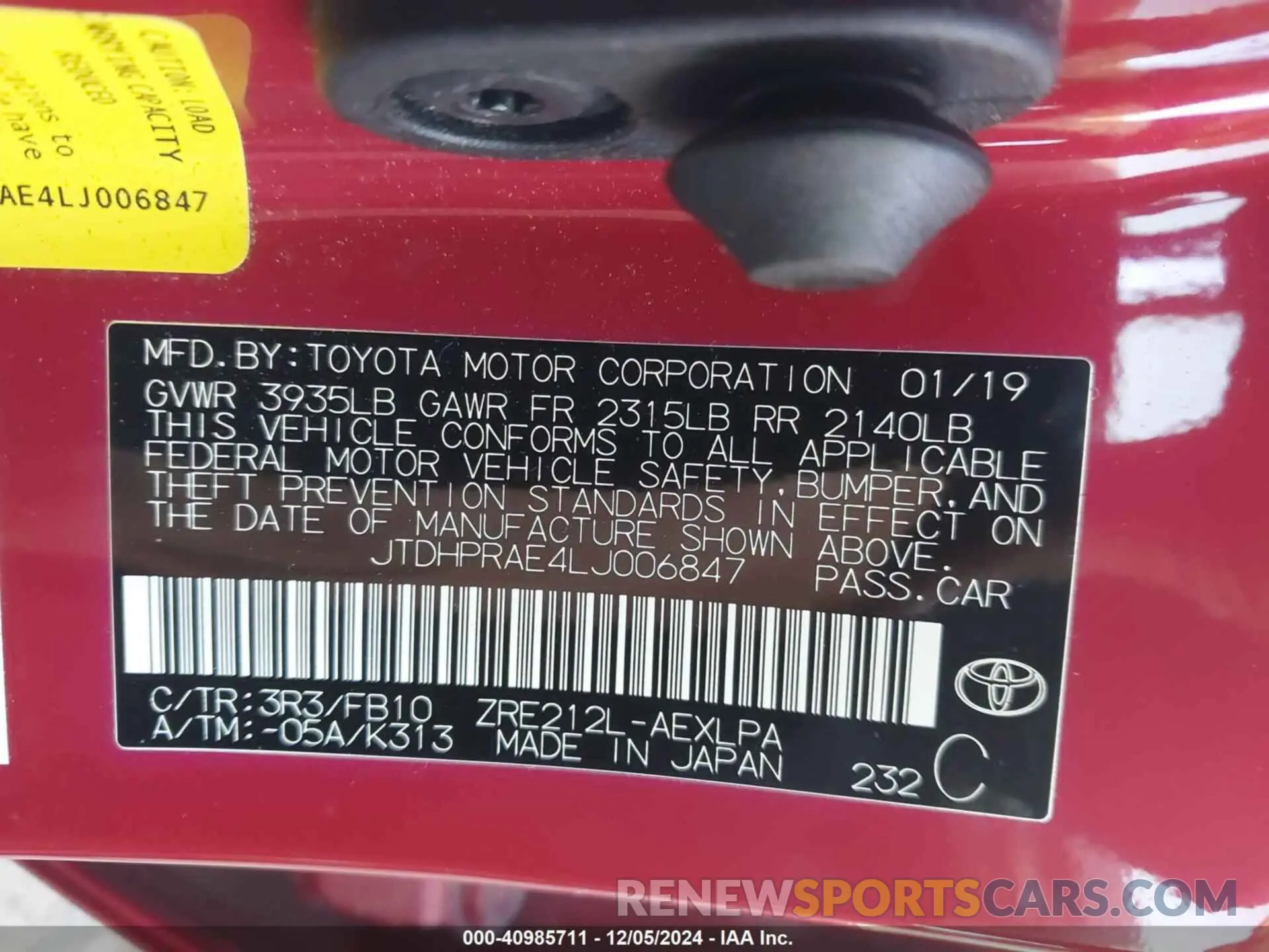 9 fotografías del automóvil dañado JTDHPRAE4LJ006847 TOYOTA COROLLA 2020