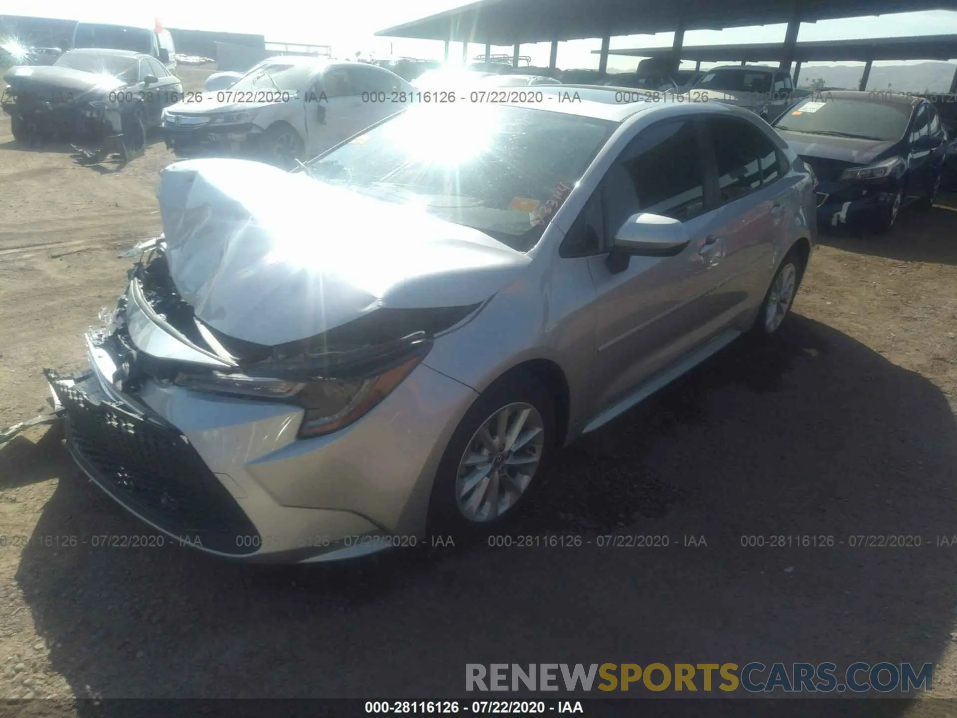 2 fotografías del automóvil dañado JTDHPRAE8LJ033114 TOYOTA COROLLA 2020