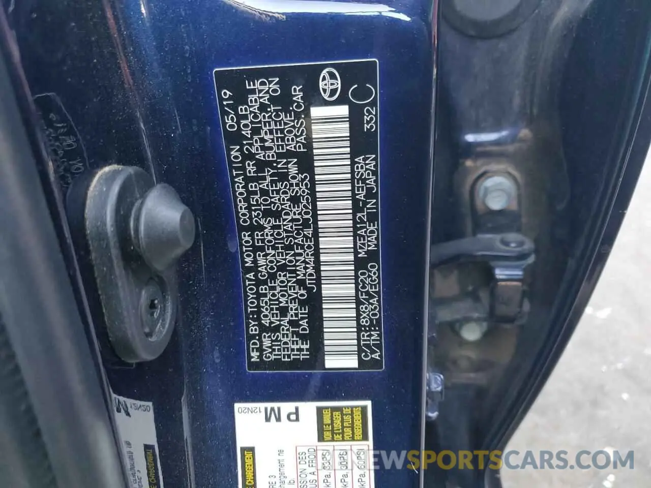 12 fotografías del automóvil dañado JTDM4RCE4LJ025953 TOYOTA COROLLA 2020