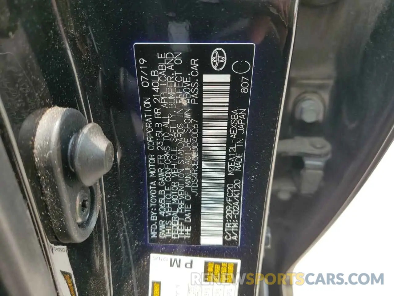 12 fotografías del automóvil dañado JTDS4RCE0LJ040067 TOYOTA COROLLA 2020