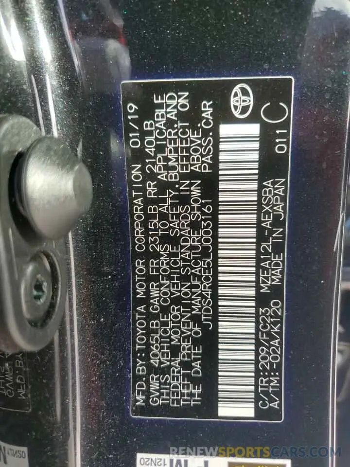 13 fotografías del automóvil dañado JTDS4RCE5LJ003161 TOYOTA COROLLA 2020