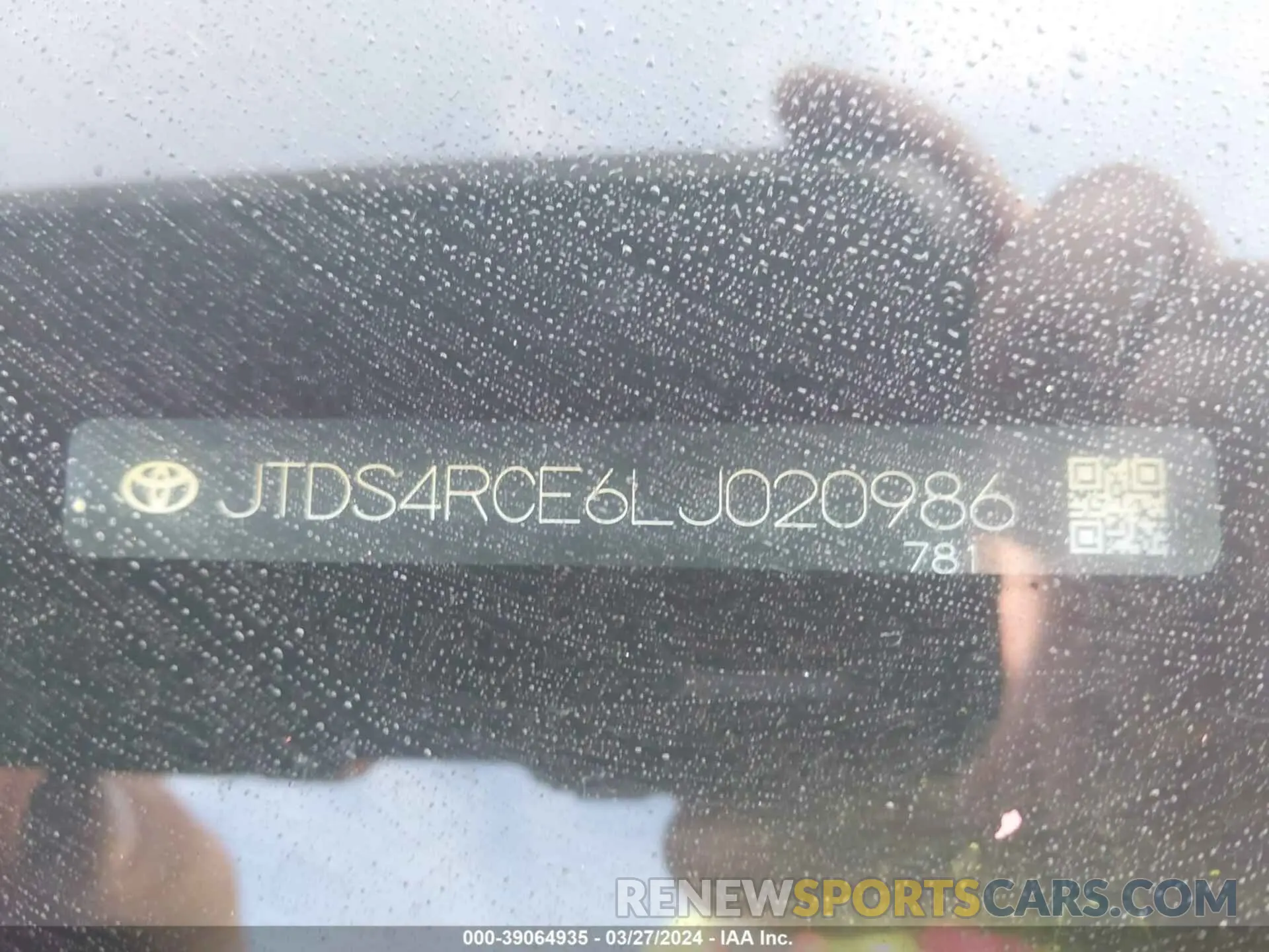 9 fotografías del automóvil dañado JTDS4RCE6LJ020986 TOYOTA COROLLA 2020