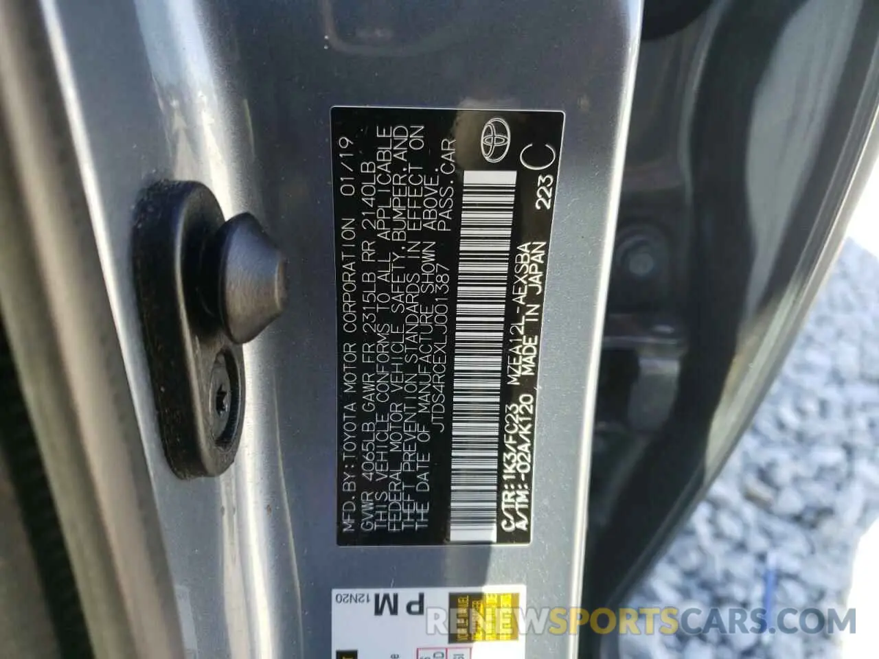 13 fotografías del automóvil dañado JTDS4RCEXLJ001387 TOYOTA COROLLA 2020