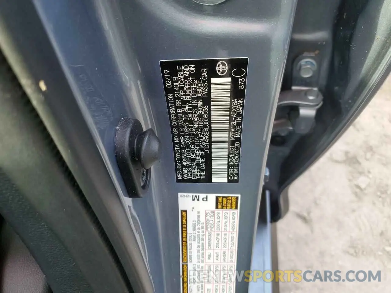 10 fotografías del automóvil dañado JTDT4RCEXLJ008036 TOYOTA COROLLA 2020