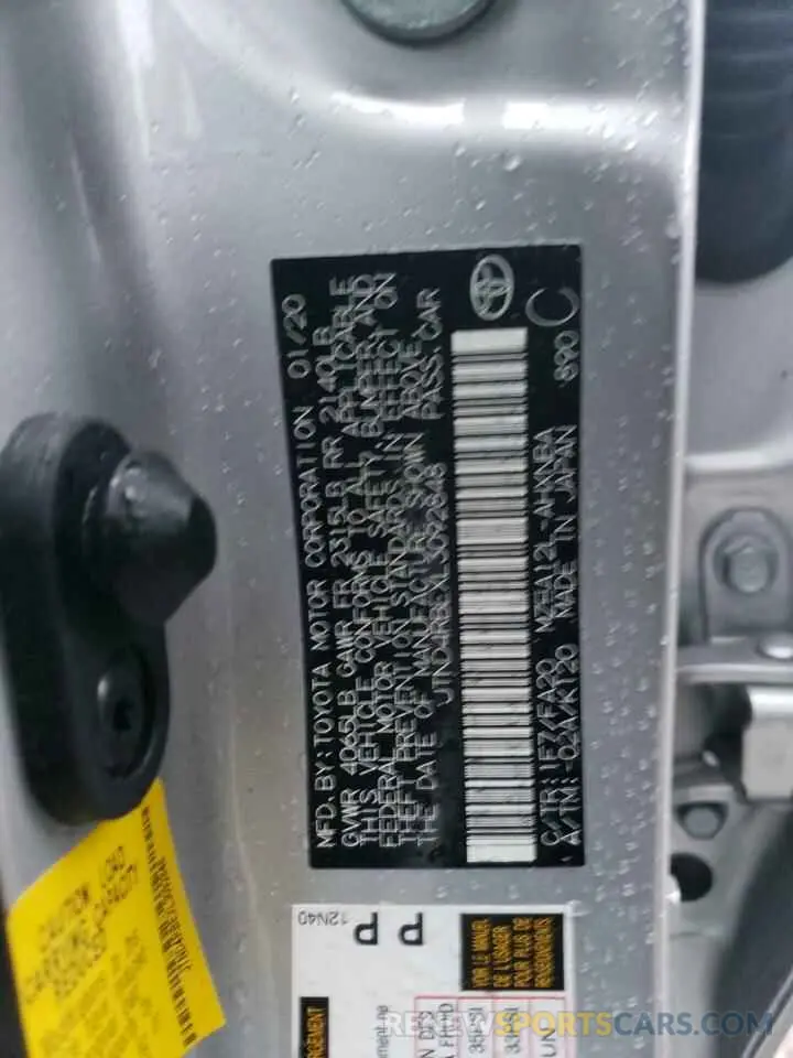 12 fotografías del automóvil dañado JTND4RBEXL3092848 TOYOTA COROLLA 2020