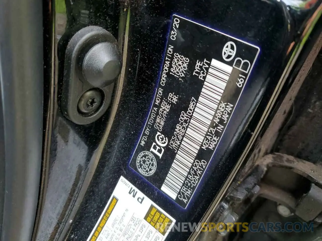 12 fotografías del automóvil dañado JTNK4RBEXL3100857 TOYOTA COROLLA 2020