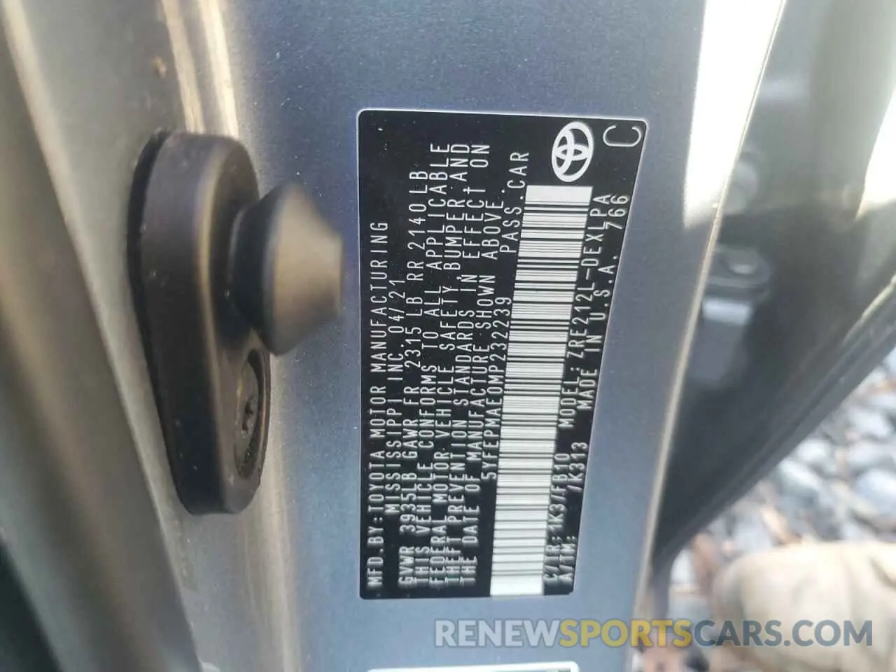 12 fotografías del automóvil dañado 5YFEPMAE0MP232239 TOYOTA COROLLA 2021