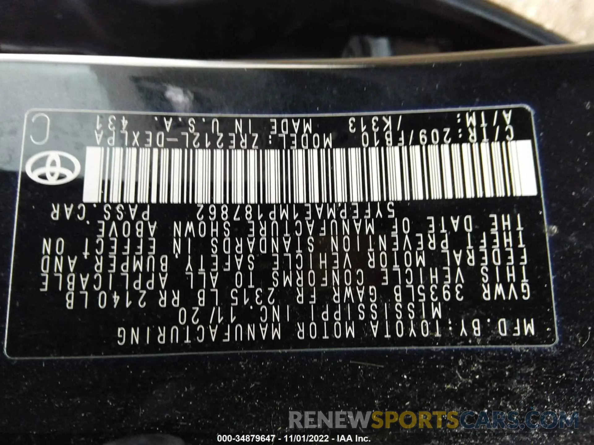9 fotografías del automóvil dañado 5YFEPMAE1MP187862 TOYOTA COROLLA 2021
