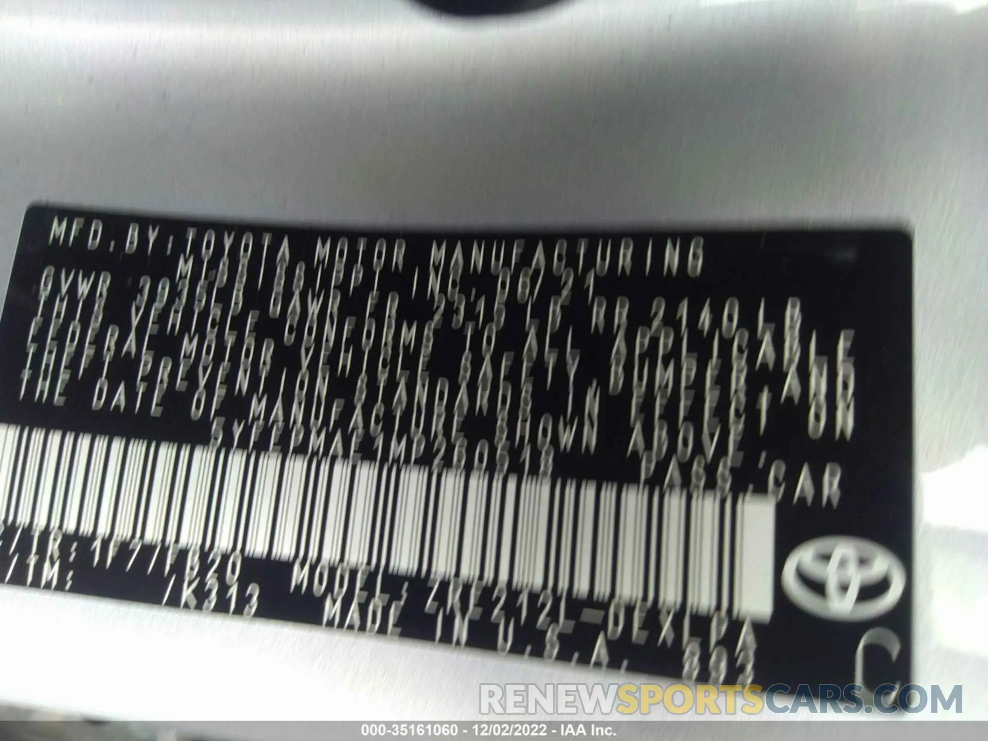 9 fotografías del automóvil dañado 5YFEPMAE1MP260518 TOYOTA COROLLA 2021