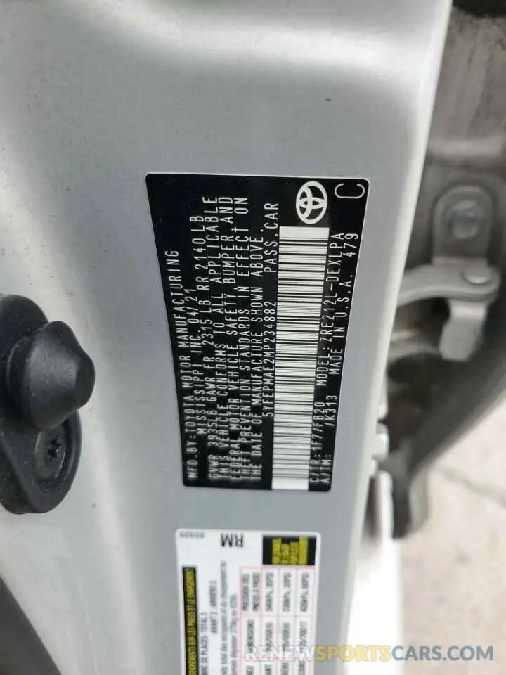 13 fotografías del automóvil dañado 5YFEPMAE2MP234882 TOYOTA COROLLA 2021