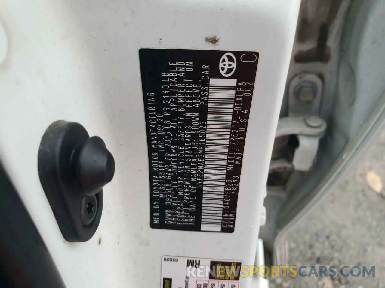 12 fotografías del automóvil dañado 5YFEPMAE3MP165023 TOYOTA COROLLA 2021
