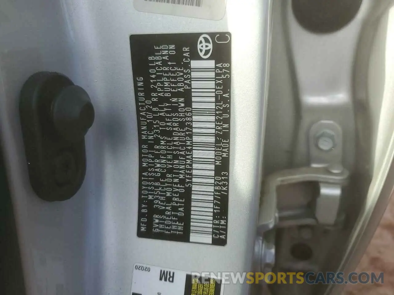 12 fotografías del automóvil dañado 5YFEPMAE4MP173860 TOYOTA COROLLA 2021