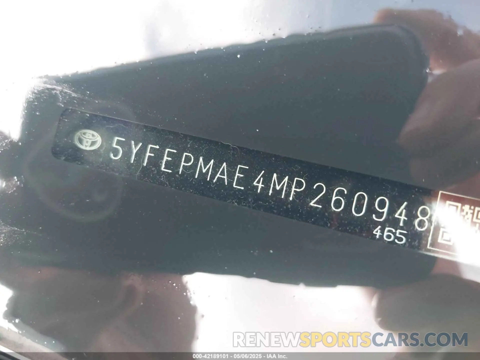 9 fotografías del automóvil dañado 5YFEPMAE4MP260948 TOYOTA COROLLA 2021