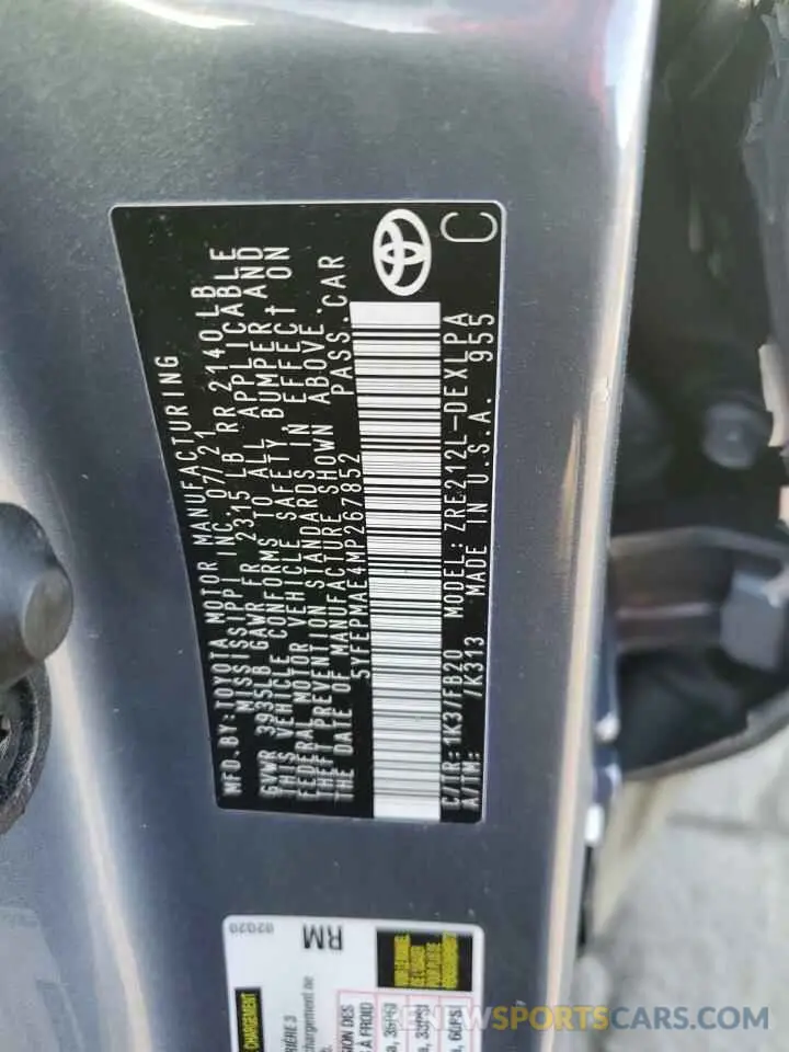 13 fotografías del automóvil dañado 5YFEPMAE4MP267852 TOYOTA COROLLA 2021