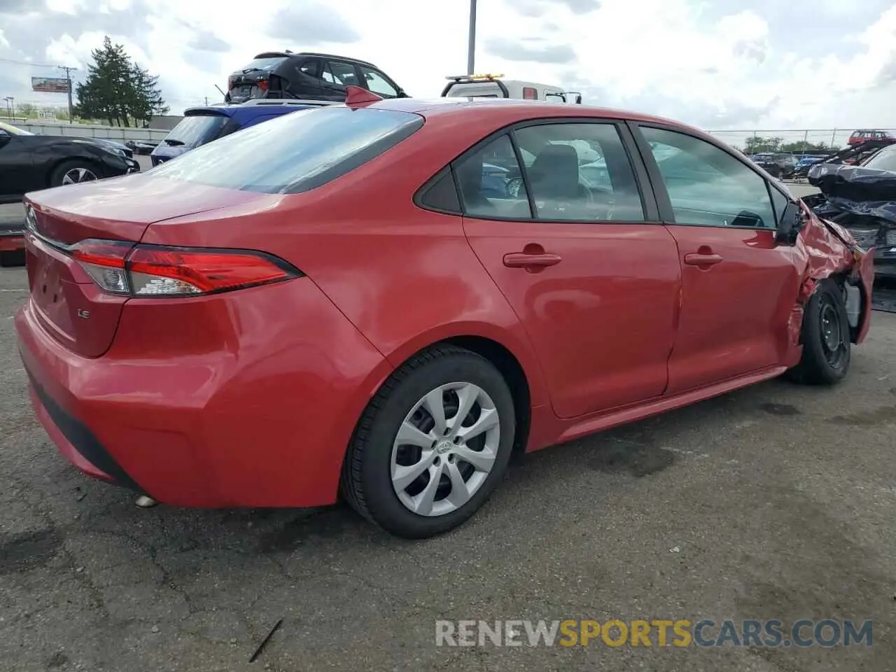 3 fotografías del automóvil dañado 5YFEPMAE5MP159174 TOYOTA COROLLA 2021