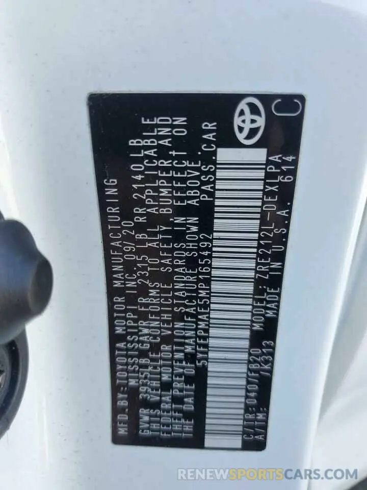 12 fotografías del automóvil dañado 5YFEPMAE5MP165492 TOYOTA COROLLA 2021