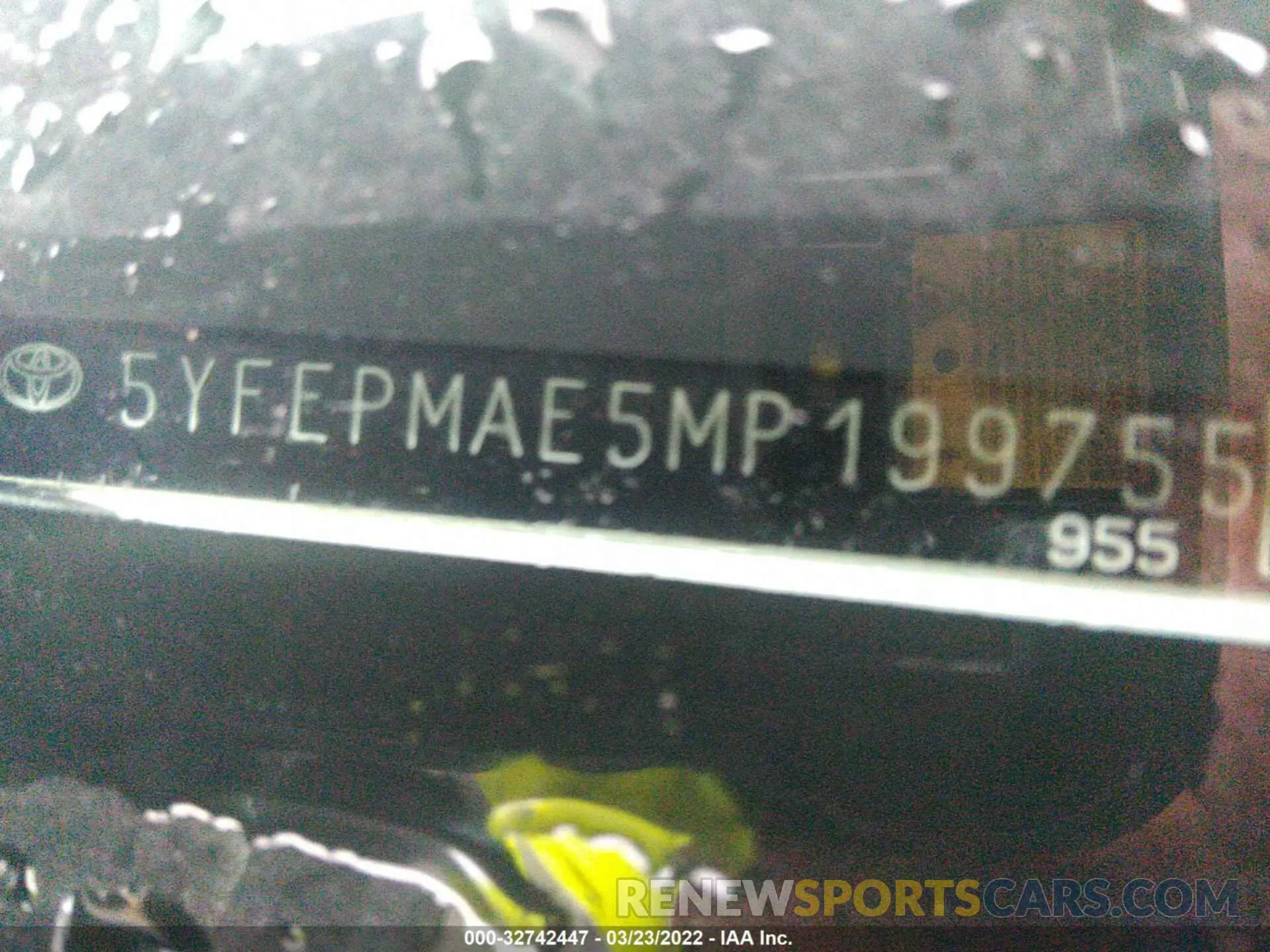 9 fotografías del automóvil dañado 5YFEPMAE5MP199755 TOYOTA COROLLA 2021