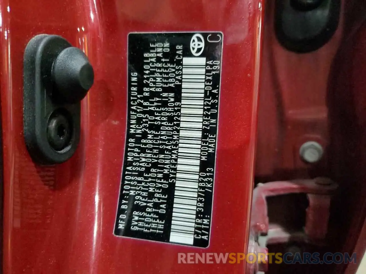 12 fotografías del automóvil dañado 5YFEPMAE5MP212519 TOYOTA COROLLA 2021