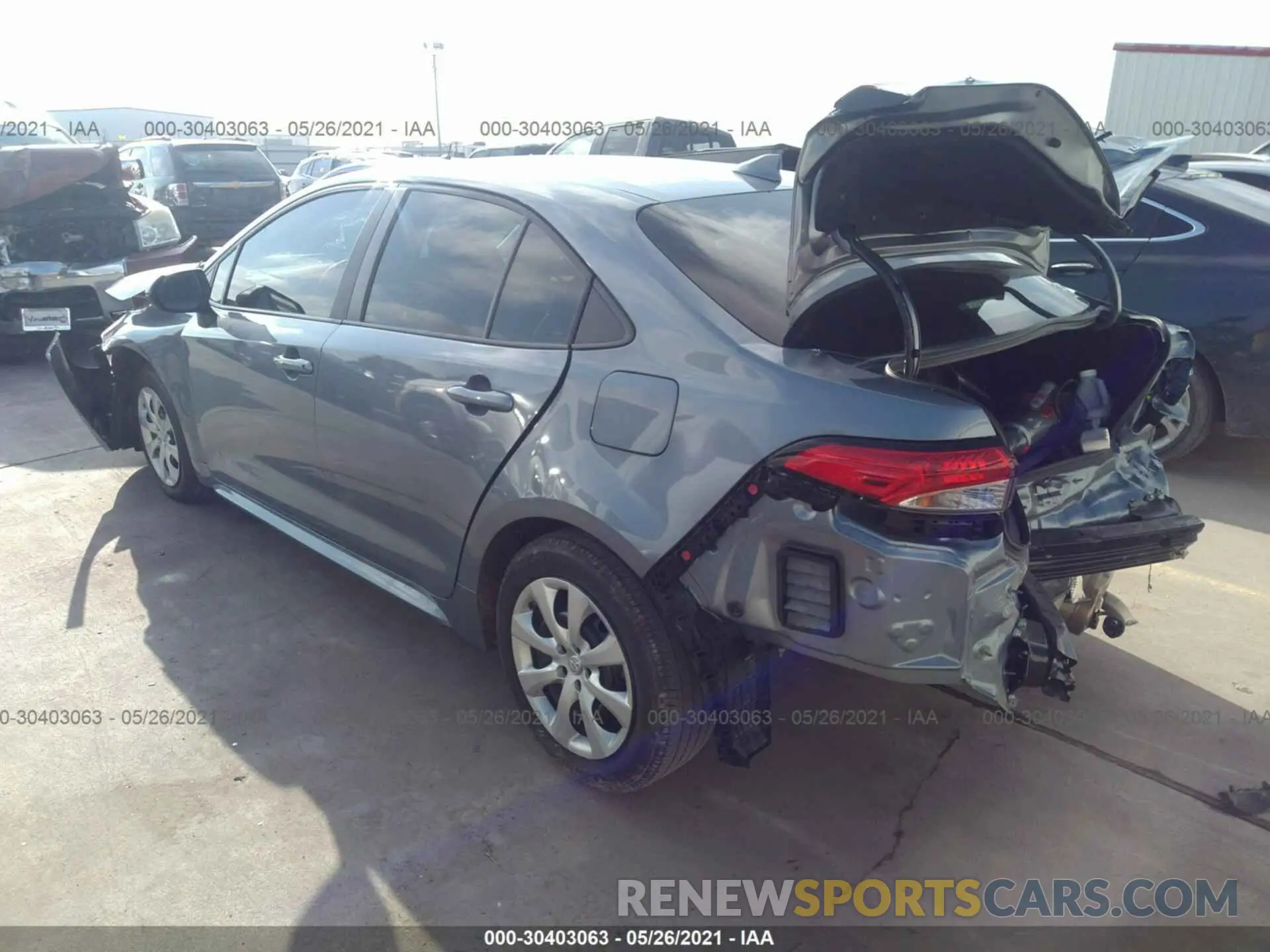 3 fotografías del automóvil dañado 5YFEPMAE7MP173514 TOYOTA COROLLA 2021