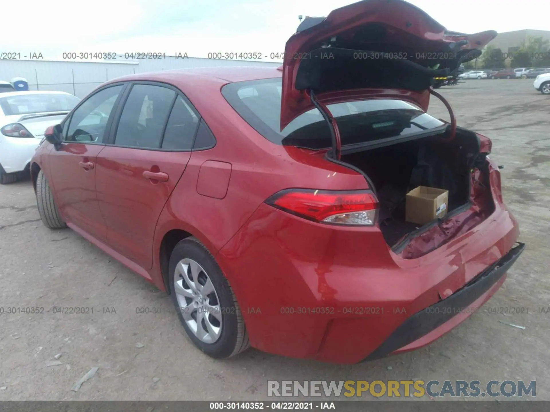 3 fotografías del automóvil dañado 5YFEPMAE7MP199188 TOYOTA COROLLA 2021