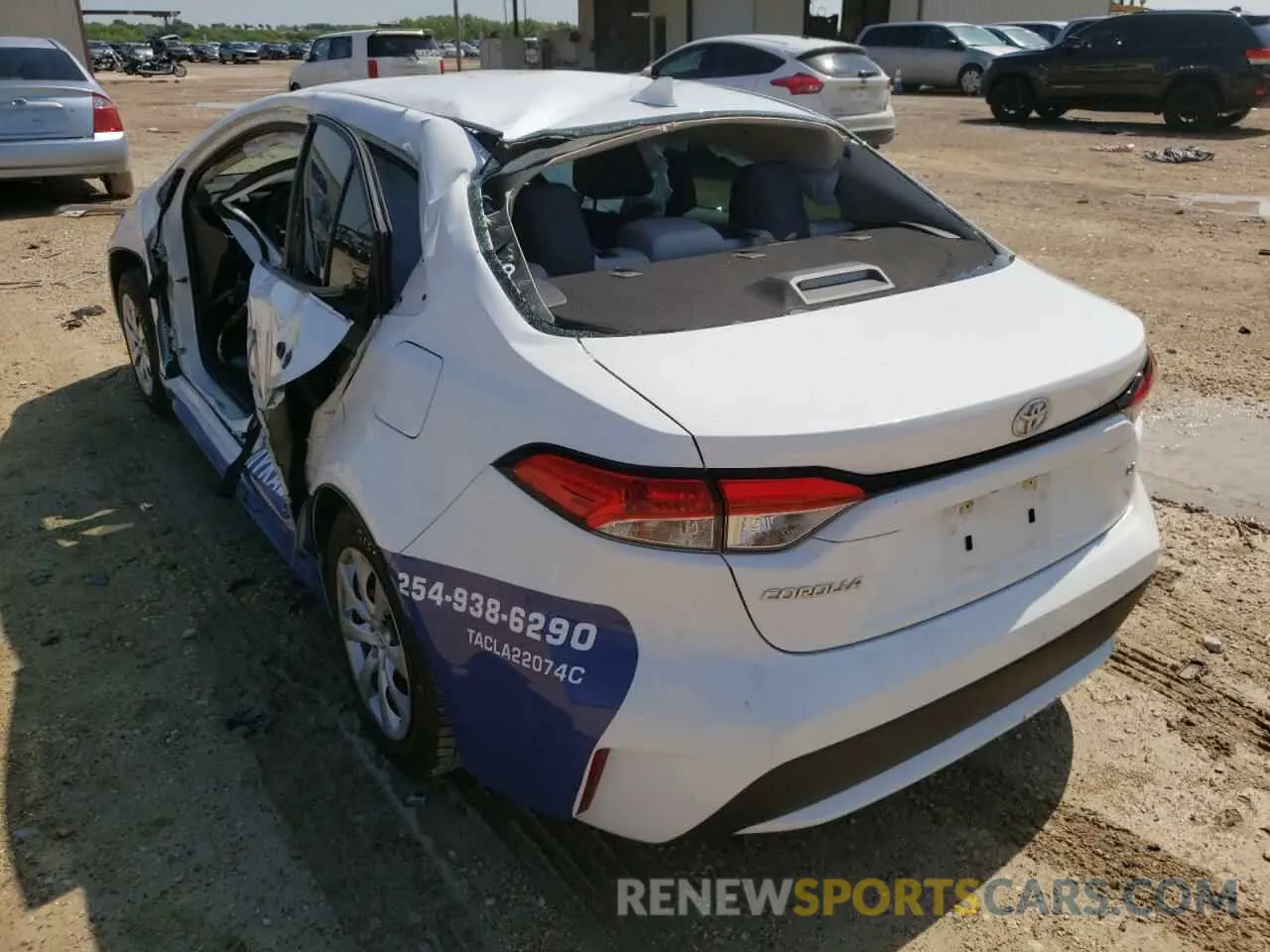 3 fotografías del automóvil dañado 5YFEPMAE8MP196526 TOYOTA COROLLA 2021