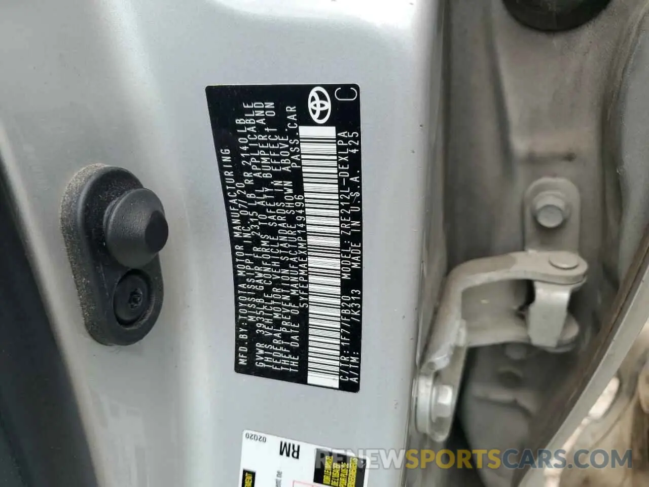 12 fotografías del automóvil dañado 5YFEPMAEXMP149496 TOYOTA COROLLA 2021