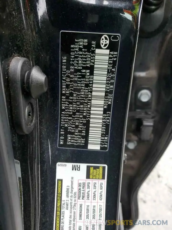 14 fotografías del automóvil dañado 5YFEPMAEXMP154486 TOYOTA COROLLA 2021