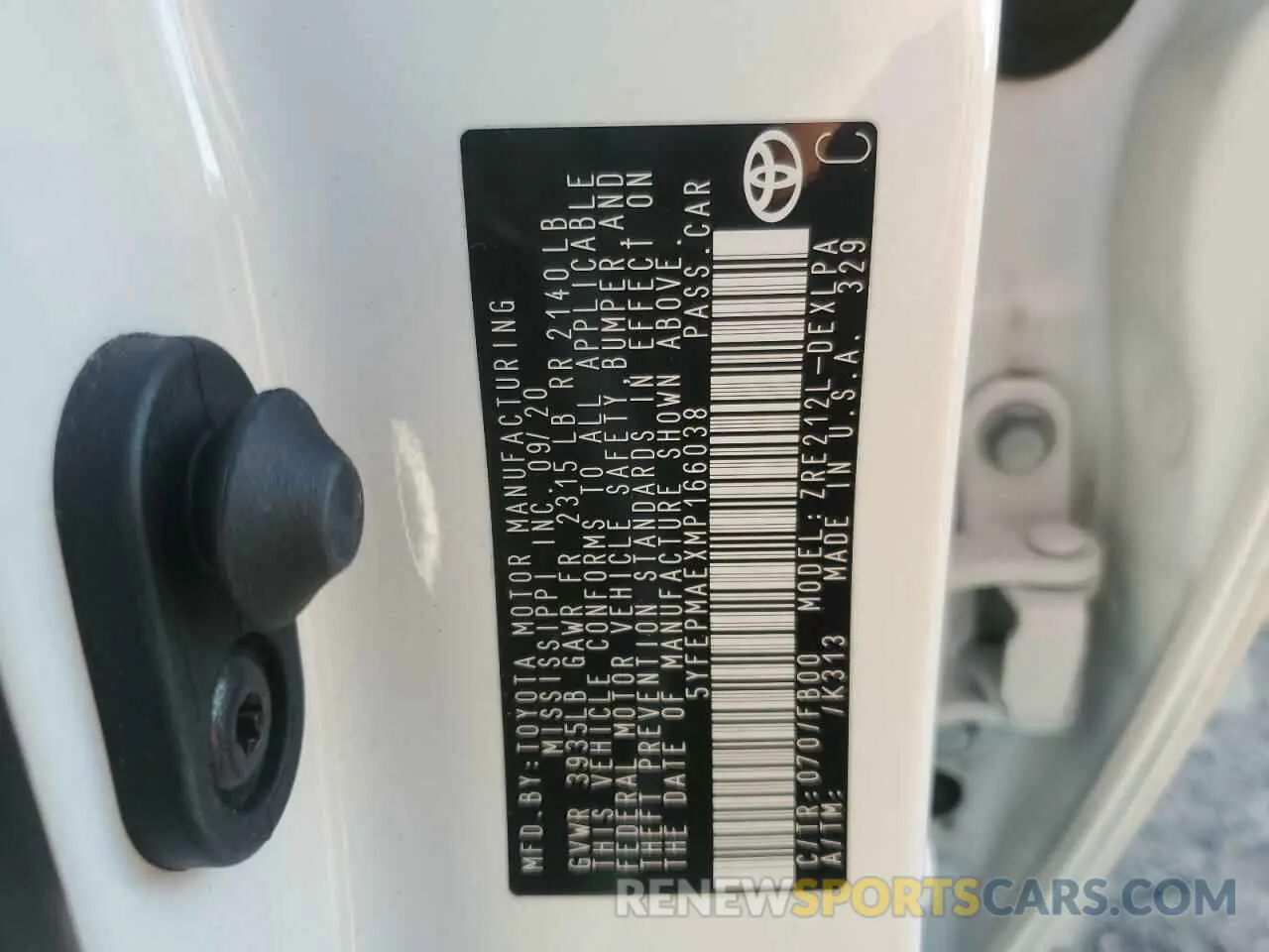 12 fotografías del automóvil dañado 5YFEPMAEXMP166038 TOYOTA COROLLA 2021