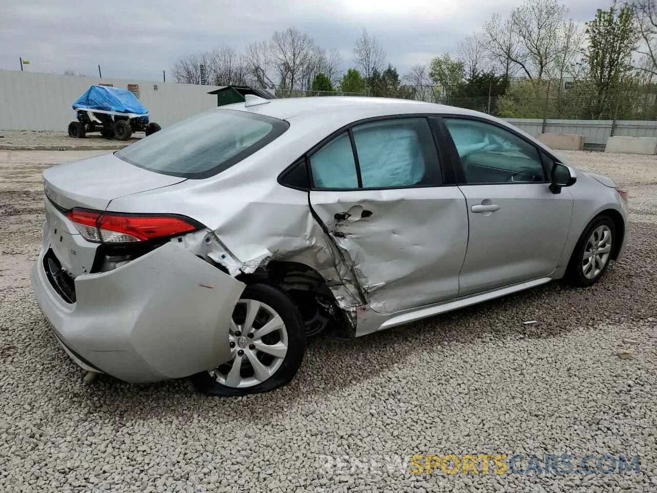 3 fotografías del automóvil dañado 5YFEPMAEXMP175712 TOYOTA COROLLA 2021
